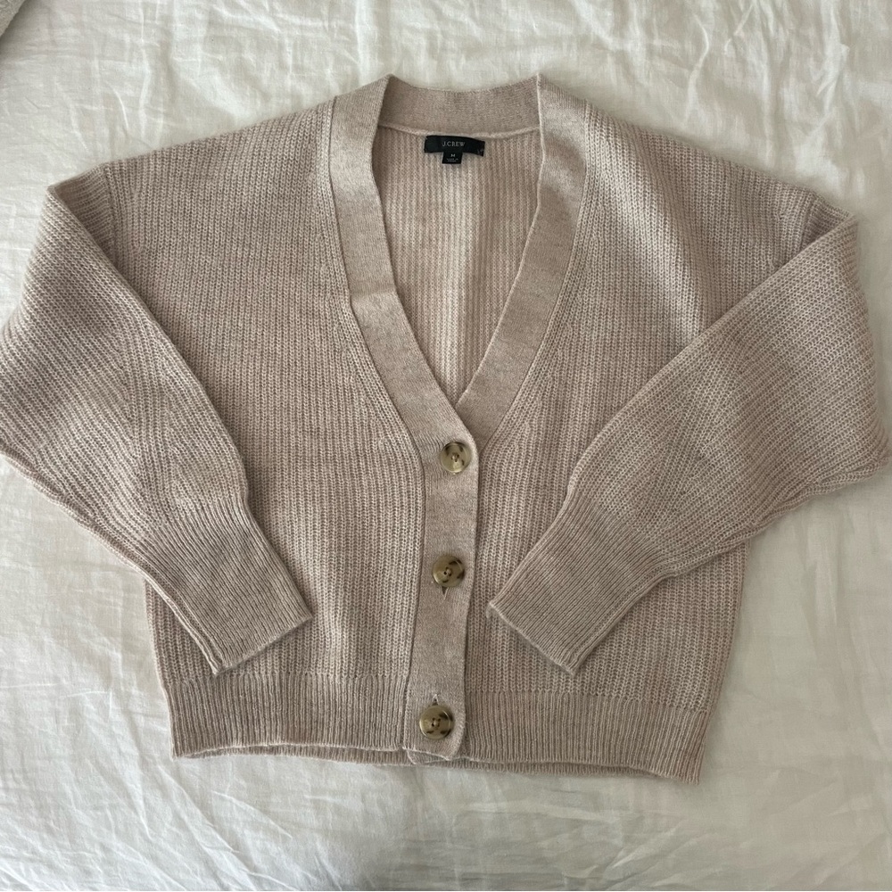 Ribbed V Neck Cardigan Alpaca Blend
